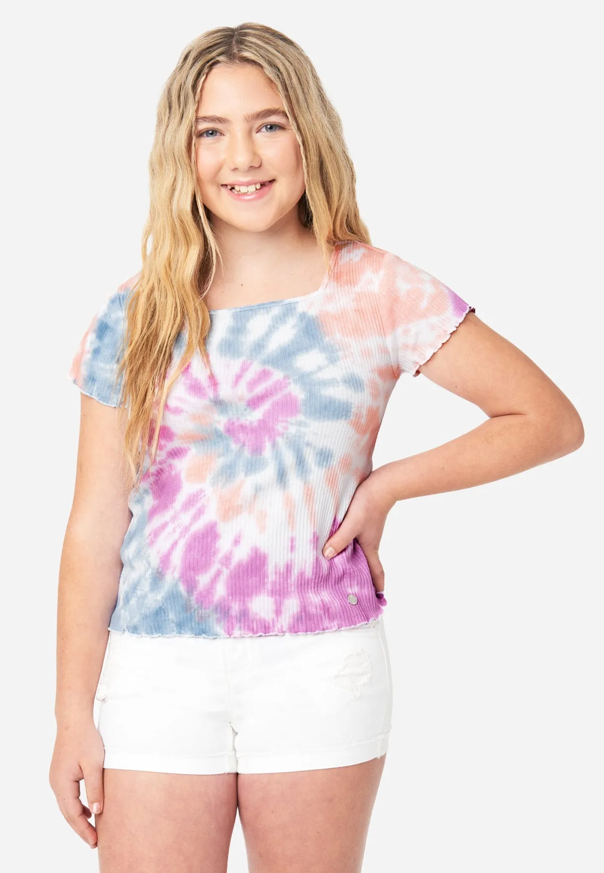 Patterned Square-Neck Tee