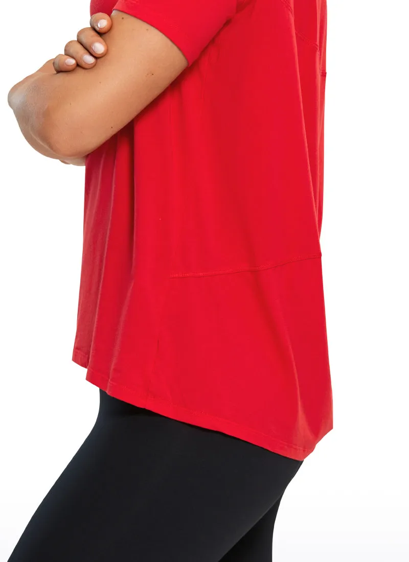 Pima Cotton Short Sleeves Boat Neck