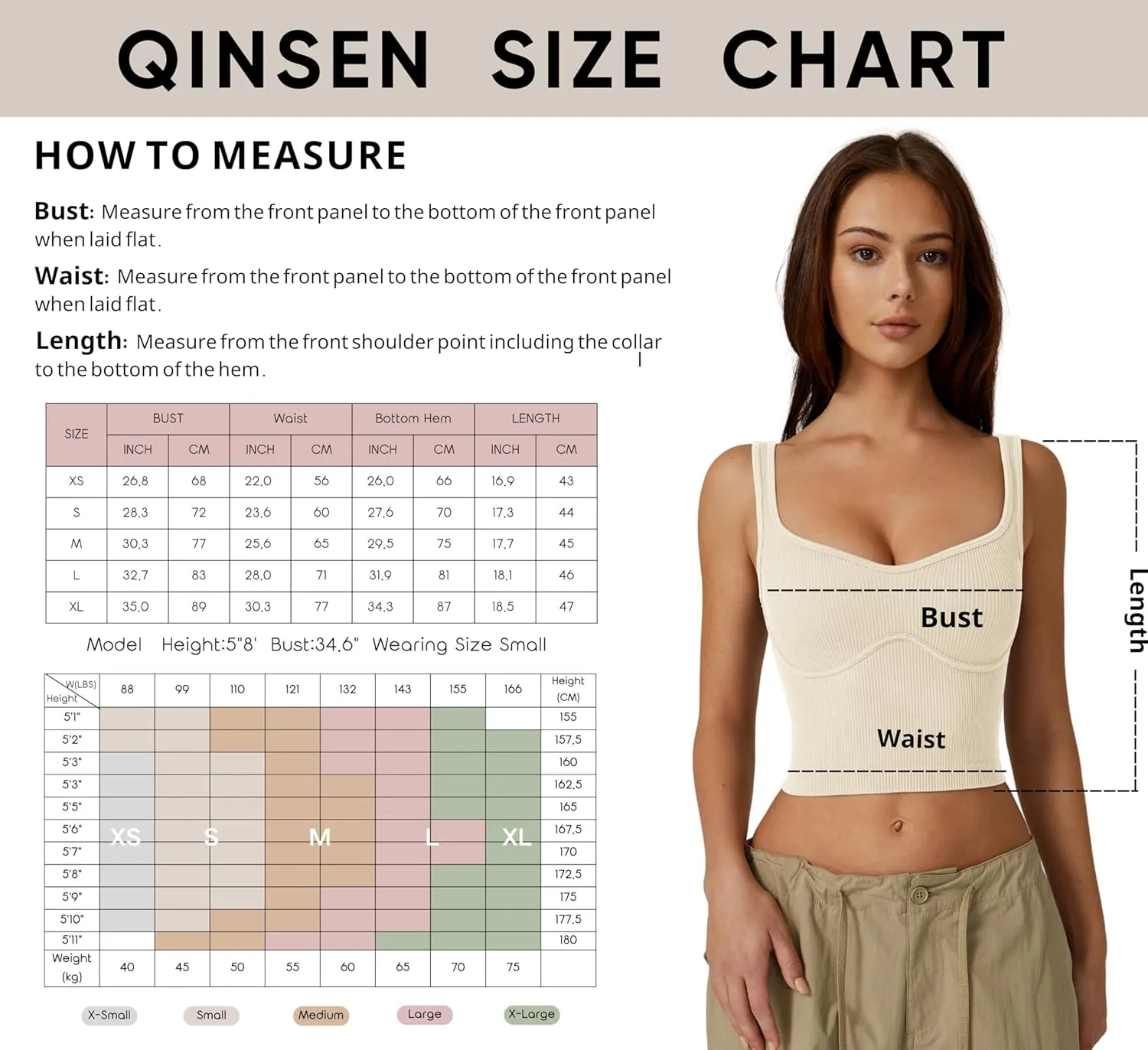 QINSEN Womens Sleeveless Cropped Rib Knit Seamless Sweetheart Neckline Going Out Tank Tops