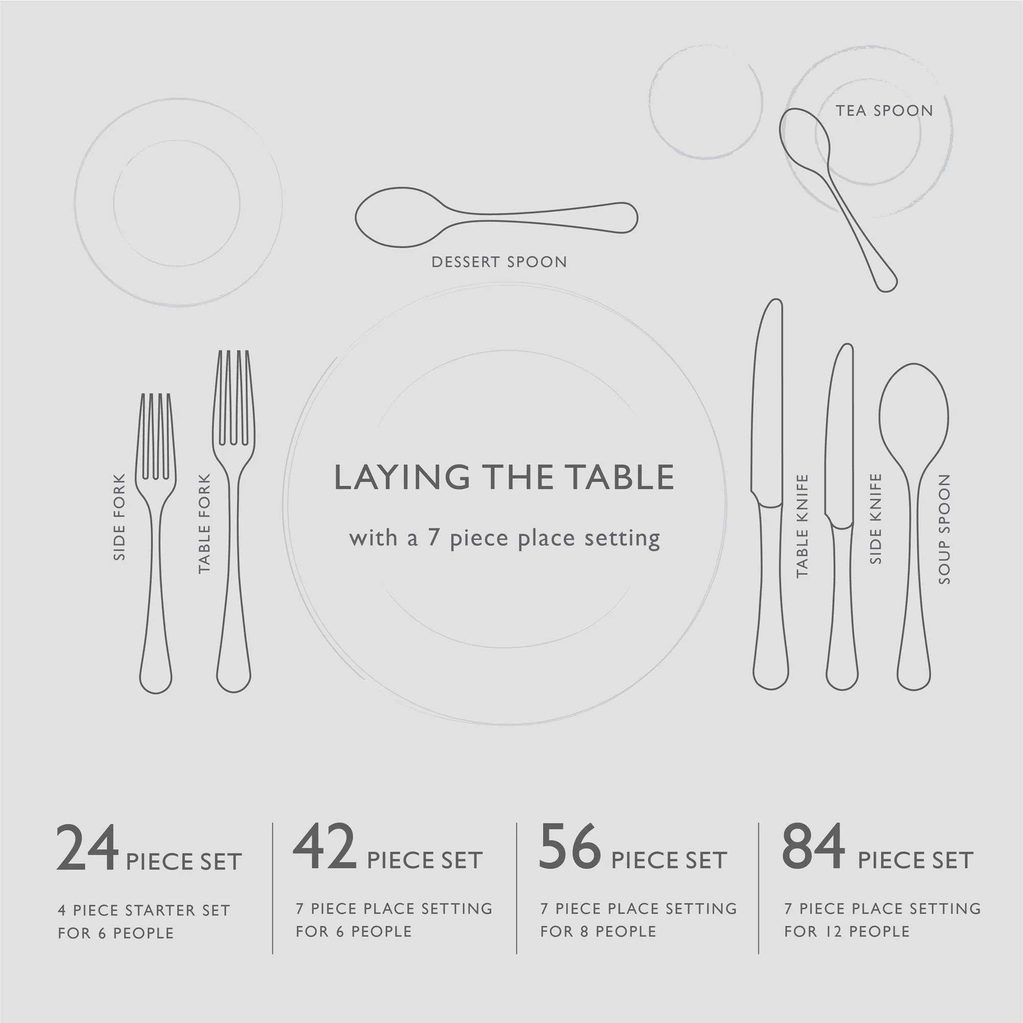 Quinton Bright Cutlery Set, 84 Piece for 12 People