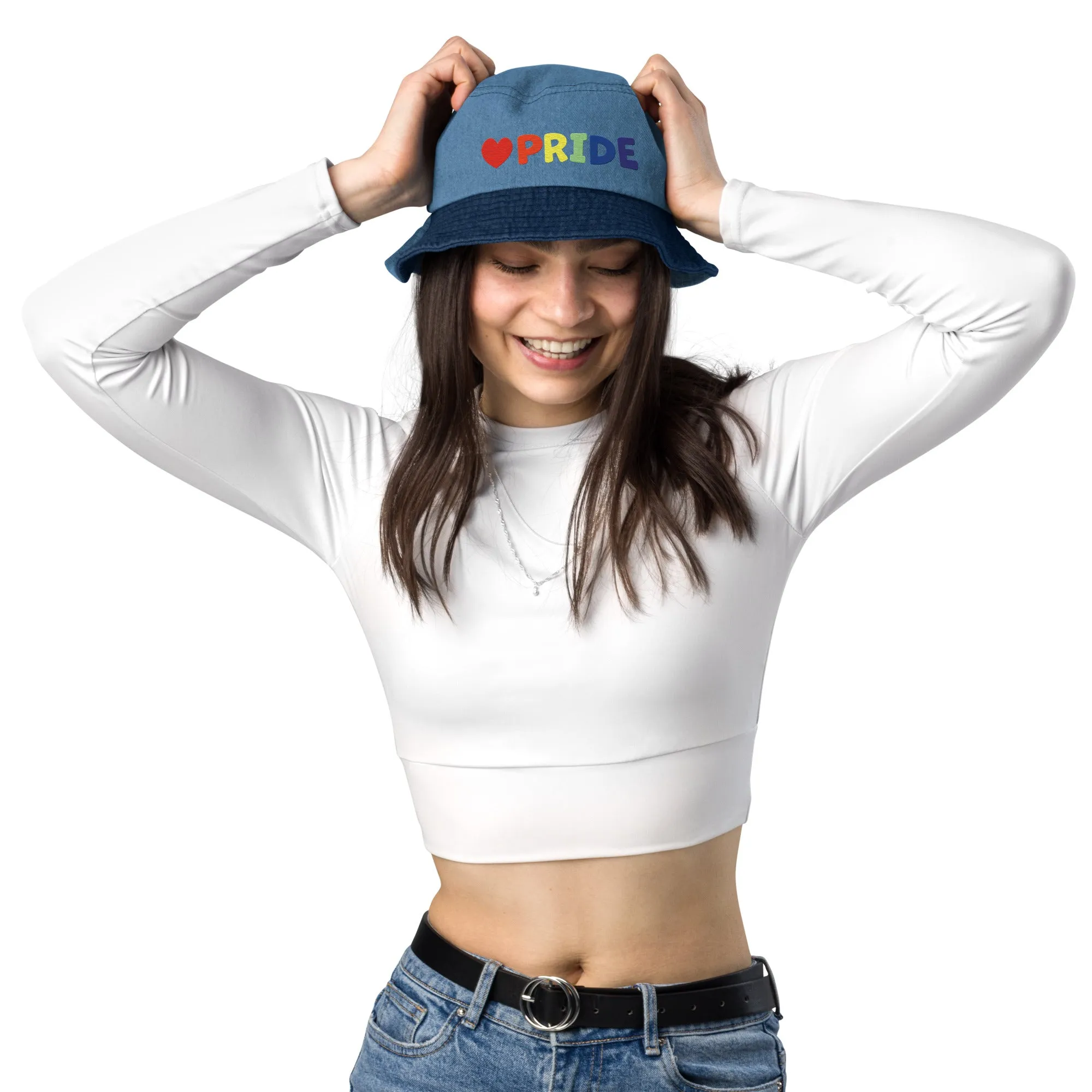 Rainbow Pride Denim bucket hat
