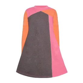 Roze en oranje kleurblokjurk voor meisjes