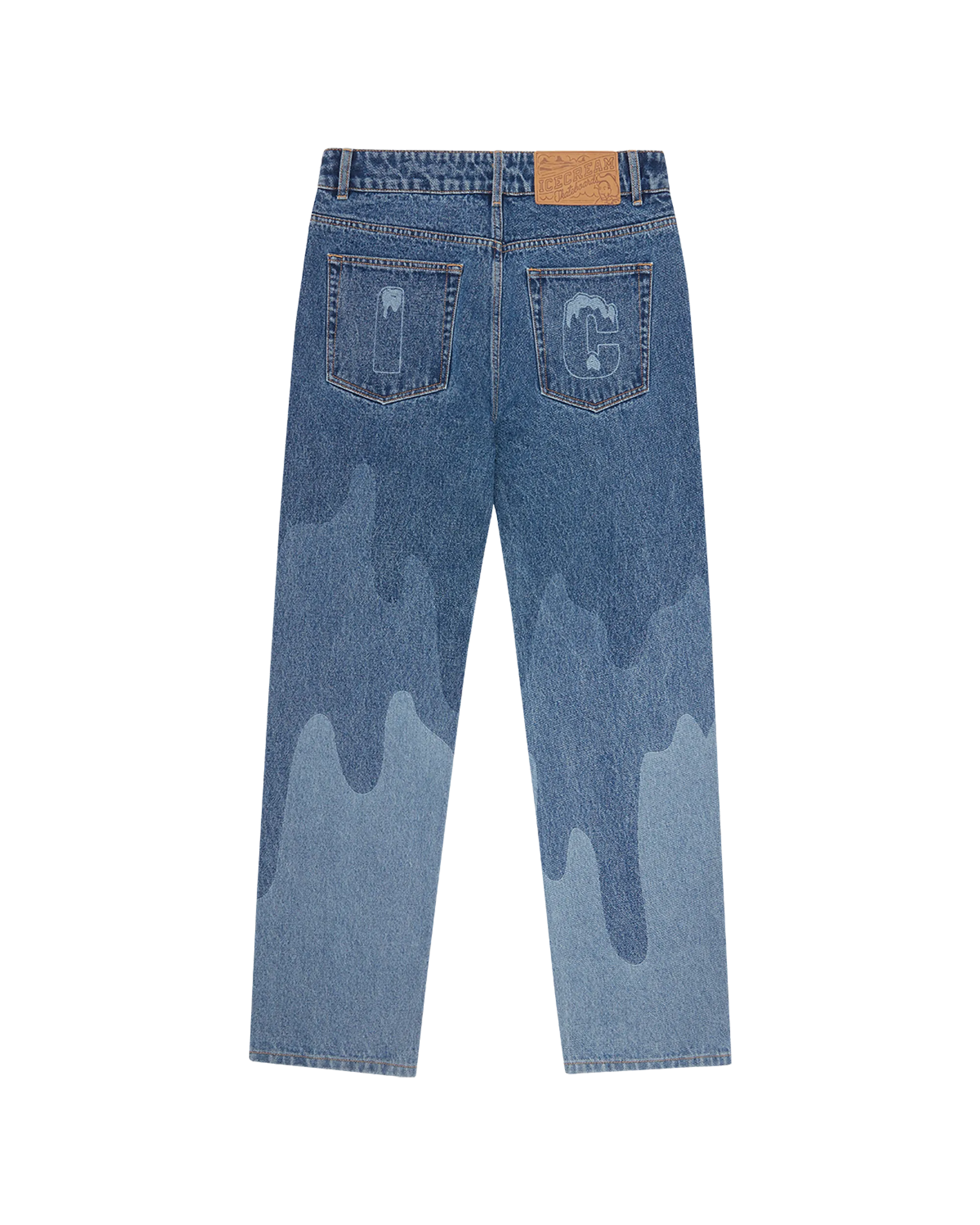 High-Performance Laser-Detailed Running Dog Denim Pants