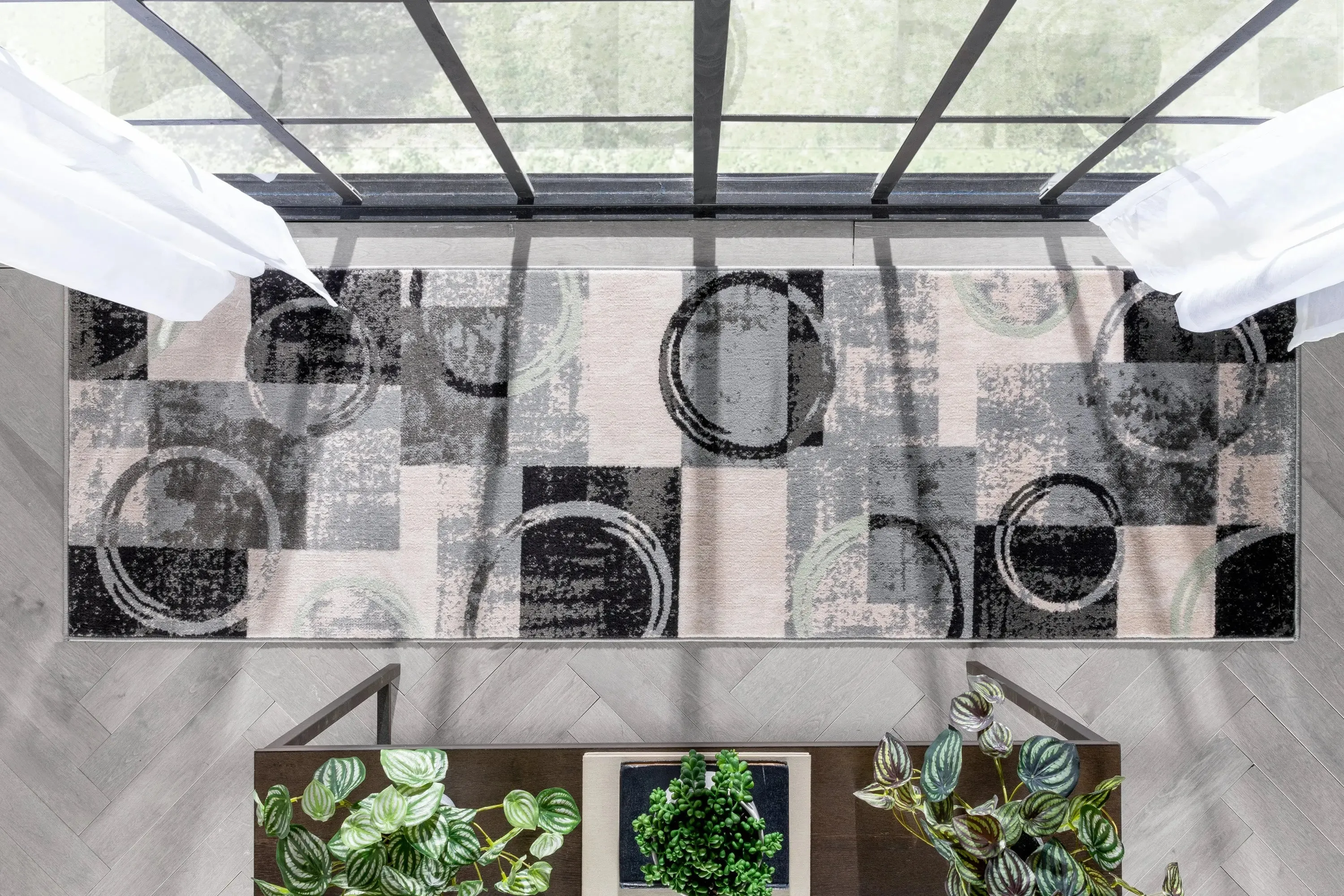 Shai Modern Geometric Grey Green Rug