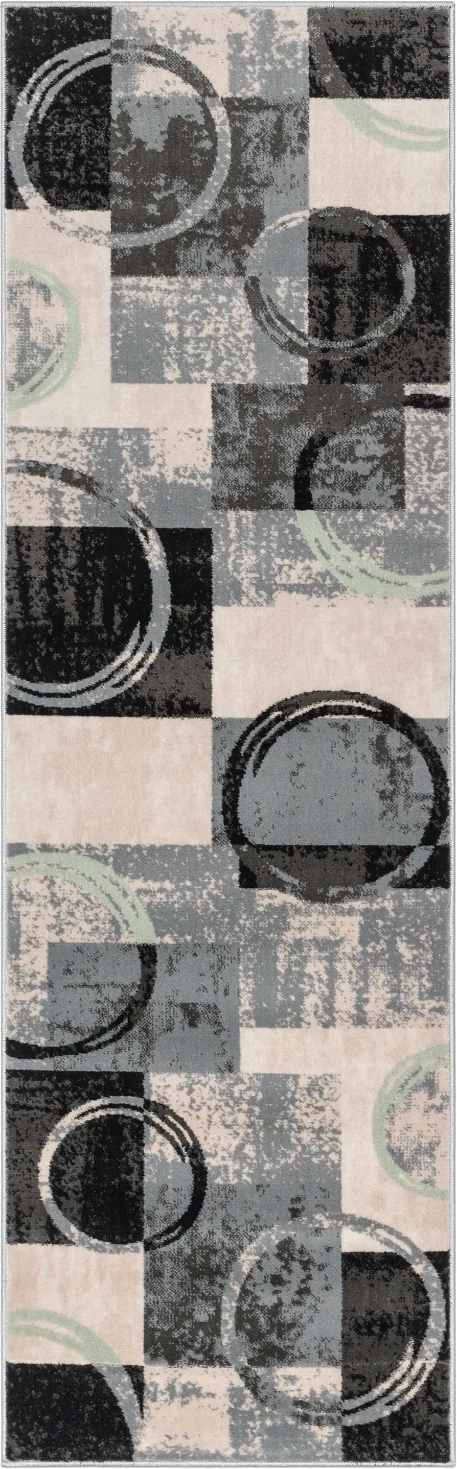 Shai Modern Geometric Grey Green Rug