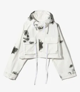 Short Cape - White - Cotton Canvas / Snow Camo Printed