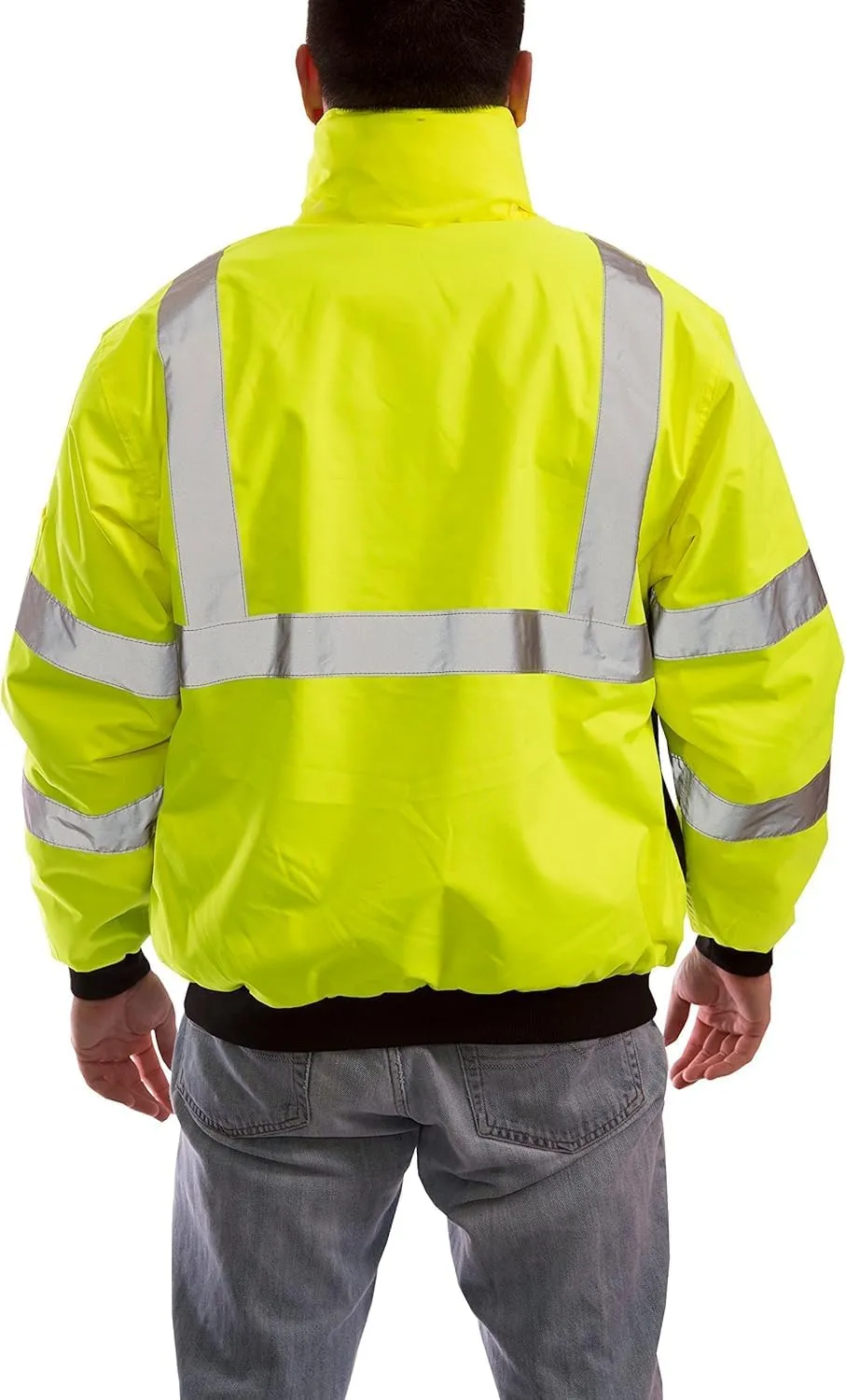 TINGLEY J26002 Bomber Jacket with 2" Silver Reflective Tape, 2XL, Fluorescent Yellow/Green/Black