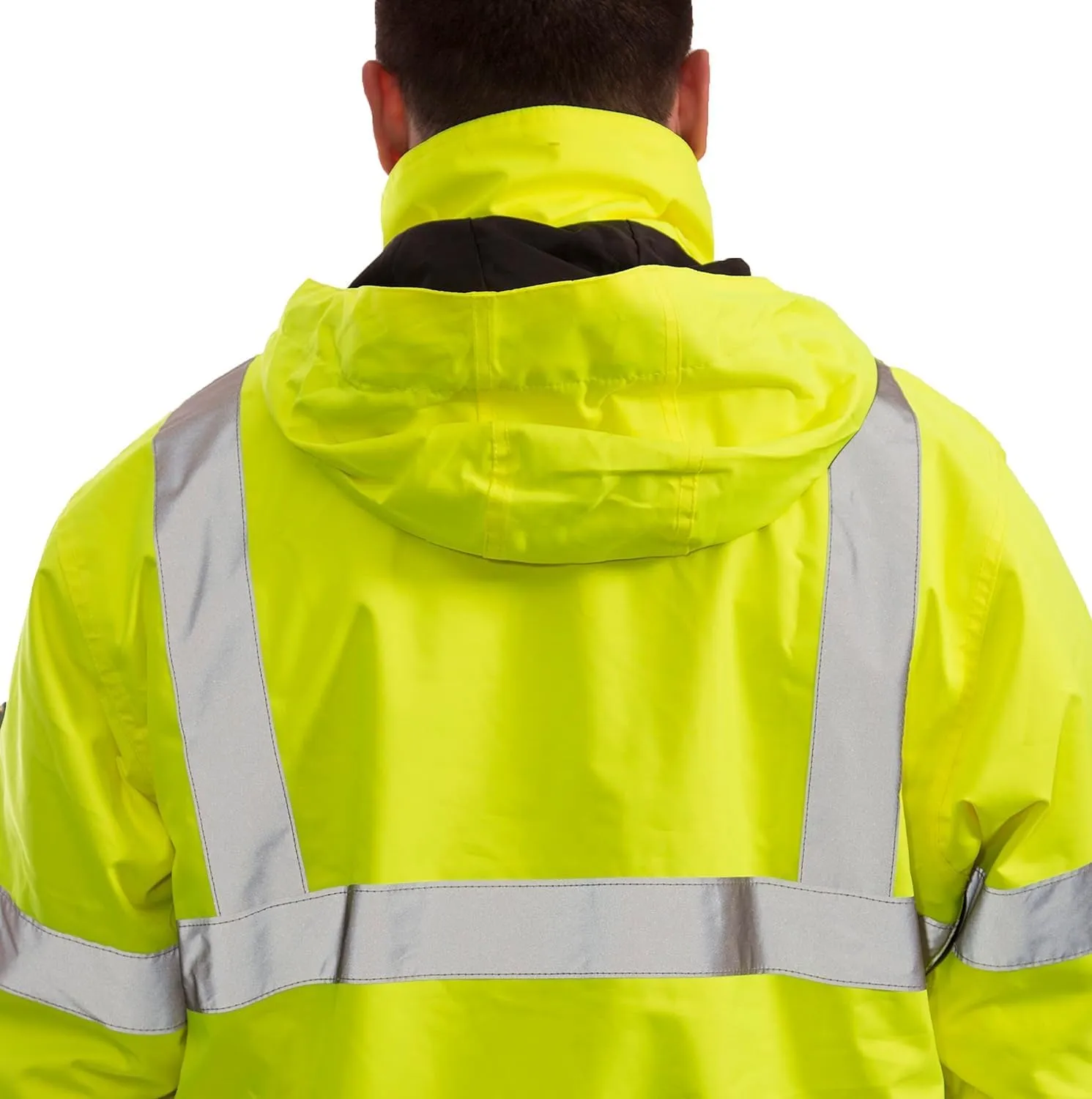 TINGLEY J26002 Bomber Jacket with 2" Silver Reflective Tape, 2XL, Fluorescent Yellow/Green/Black
