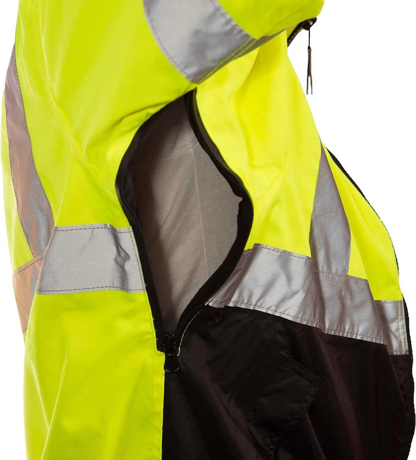 TINGLEY J26002 Bomber Jacket with 2" Silver Reflective Tape, 2XL, Fluorescent Yellow/Green/Black