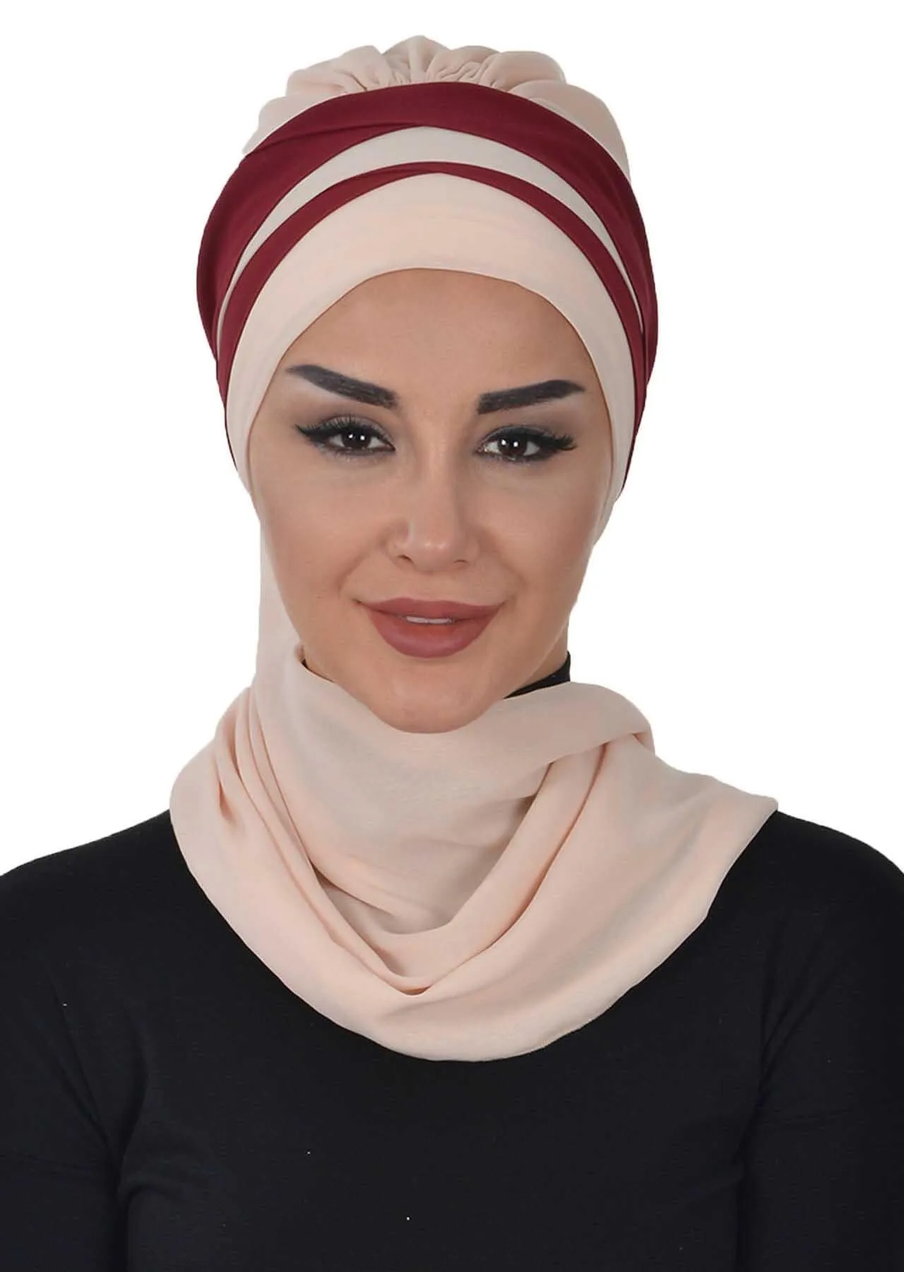 Two Colors Instant Turban Lightweight Multicolor Chiffon Scarf Head Turbans For Women Headwear Stylish Elegant Design,HT-52