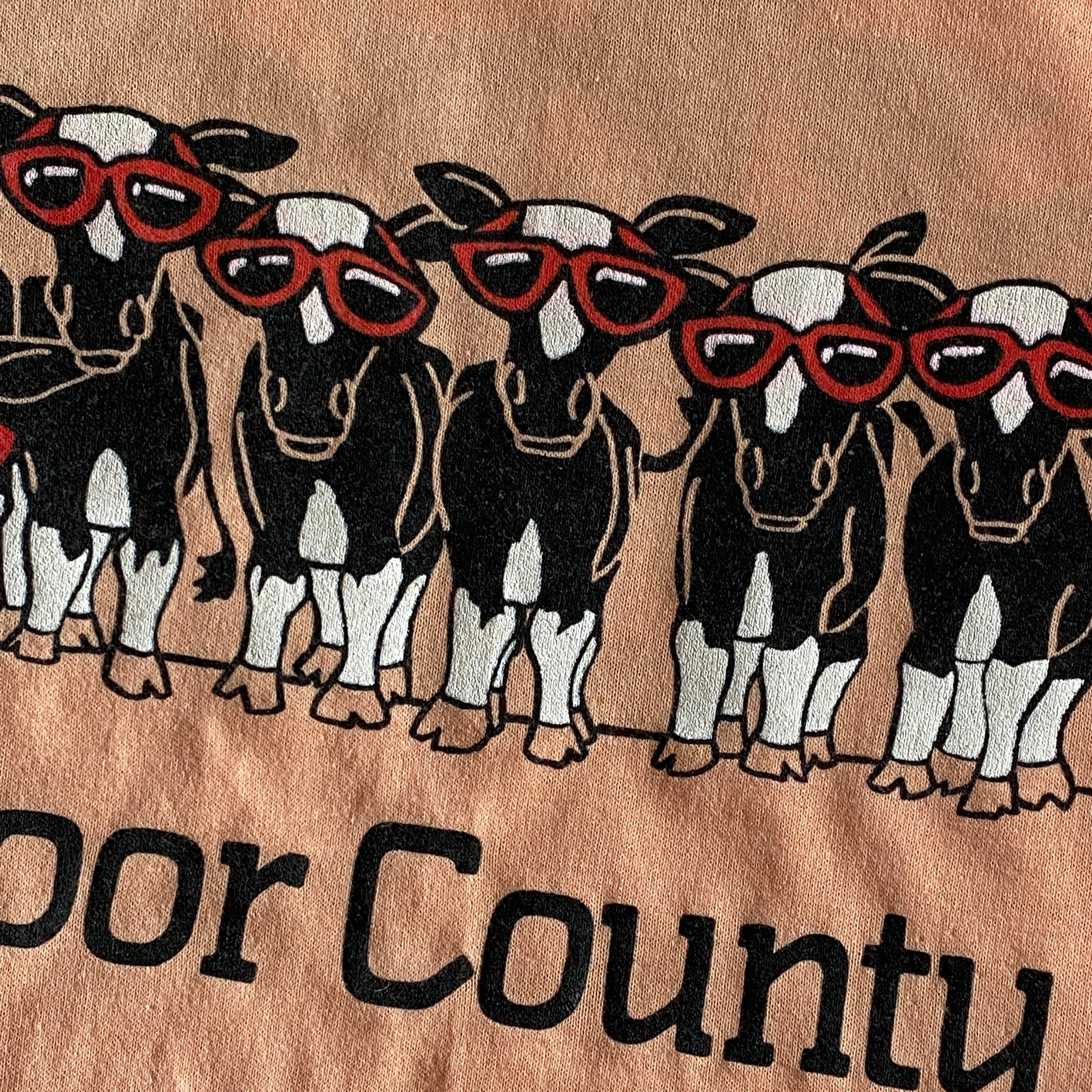 Vintage Cows Wearing Sunglasses Single Stitch T-Shirt (Large)