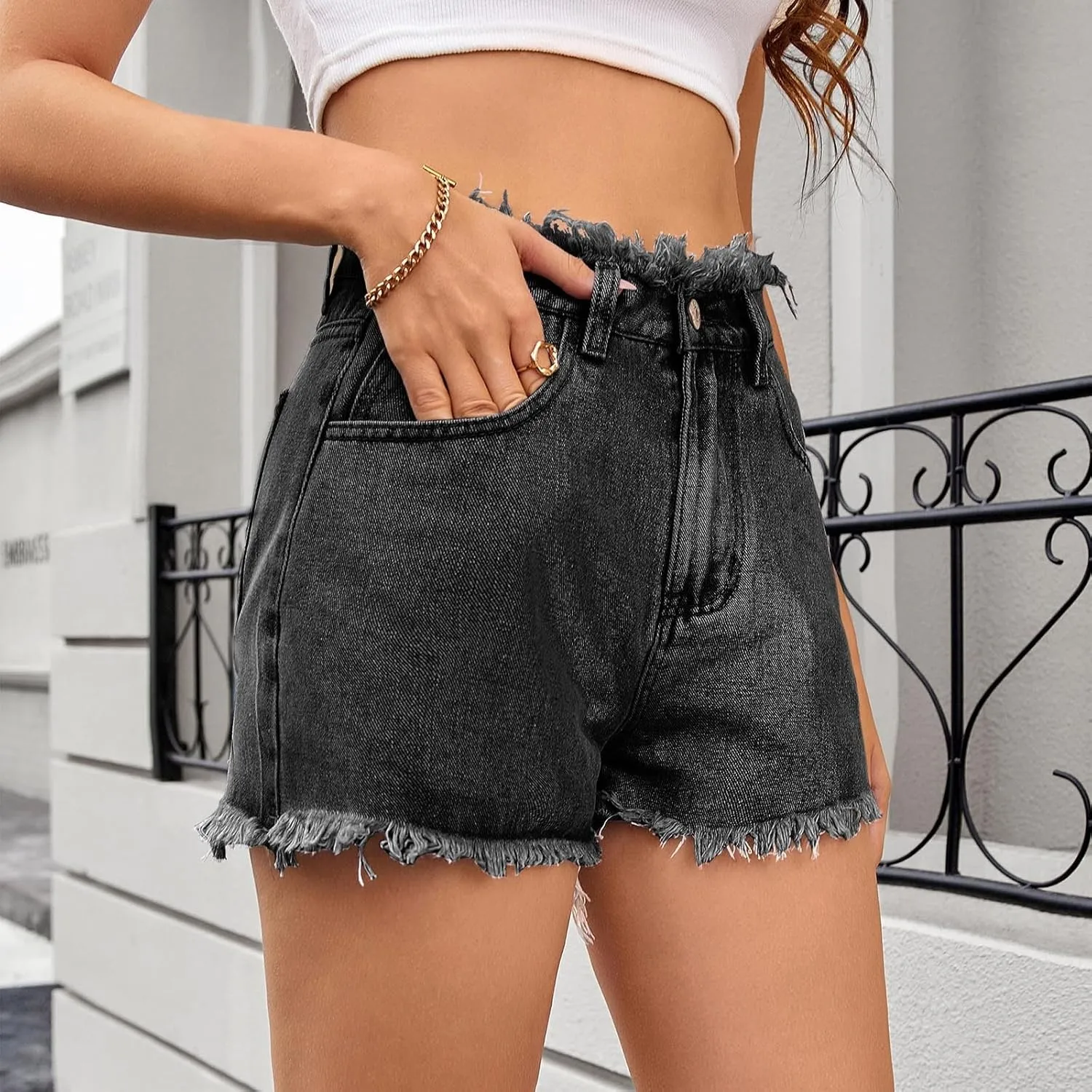 Women Jean Shorts Denim Skort Sexy High Waisted Button Up Tie Side Asymmetrical Short Mini Skirt Bathing Suit Shorts