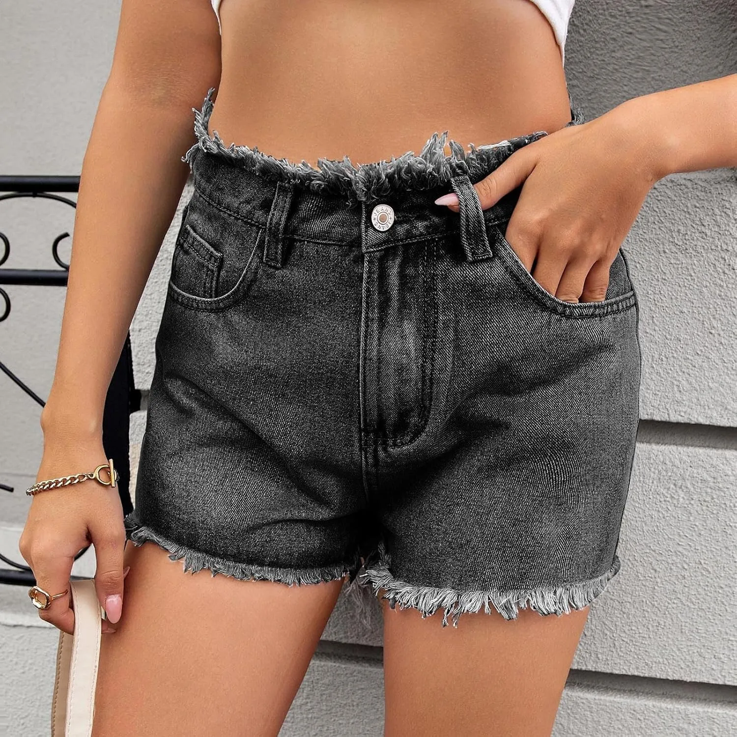 Women Jean Shorts Denim Skort Sexy High Waisted Button Up Tie Side Asymmetrical Short Mini Skirt Bathing Suit Shorts