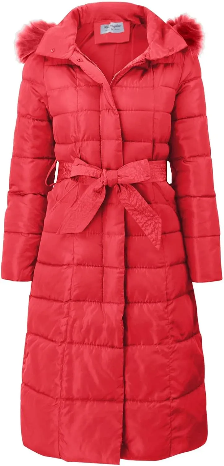 Women Midweight Winter Down Jacket Windproof Packable Faux Fur Collar Hood Thermal Padded Puffer Insulated Coats Outerwear