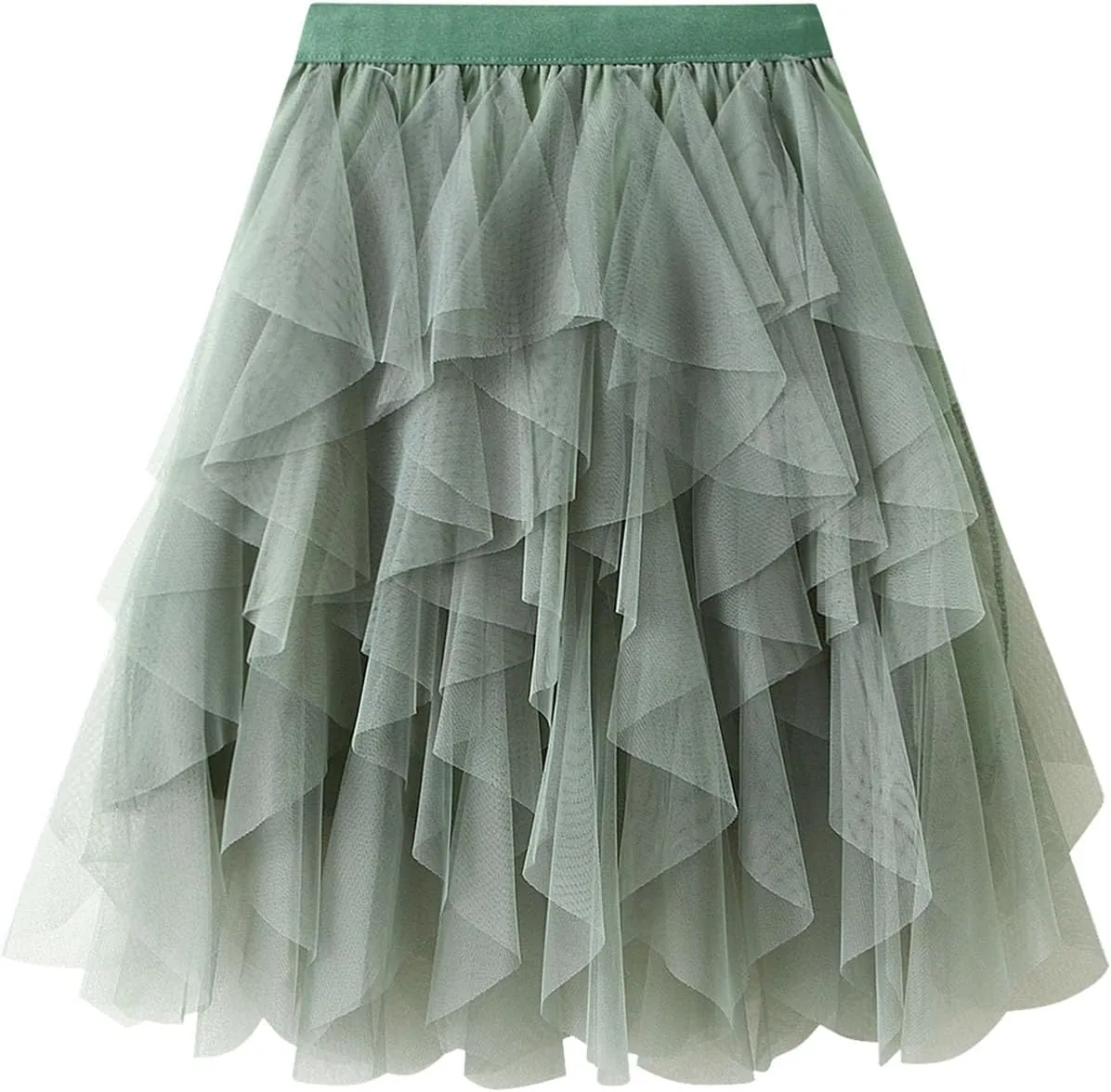 Women's Tulle Mini Skirt Ruffled Mesh Puffy Ballet Tutu Skirts 50s Carnival Party Elastic Waist Short Underskirts