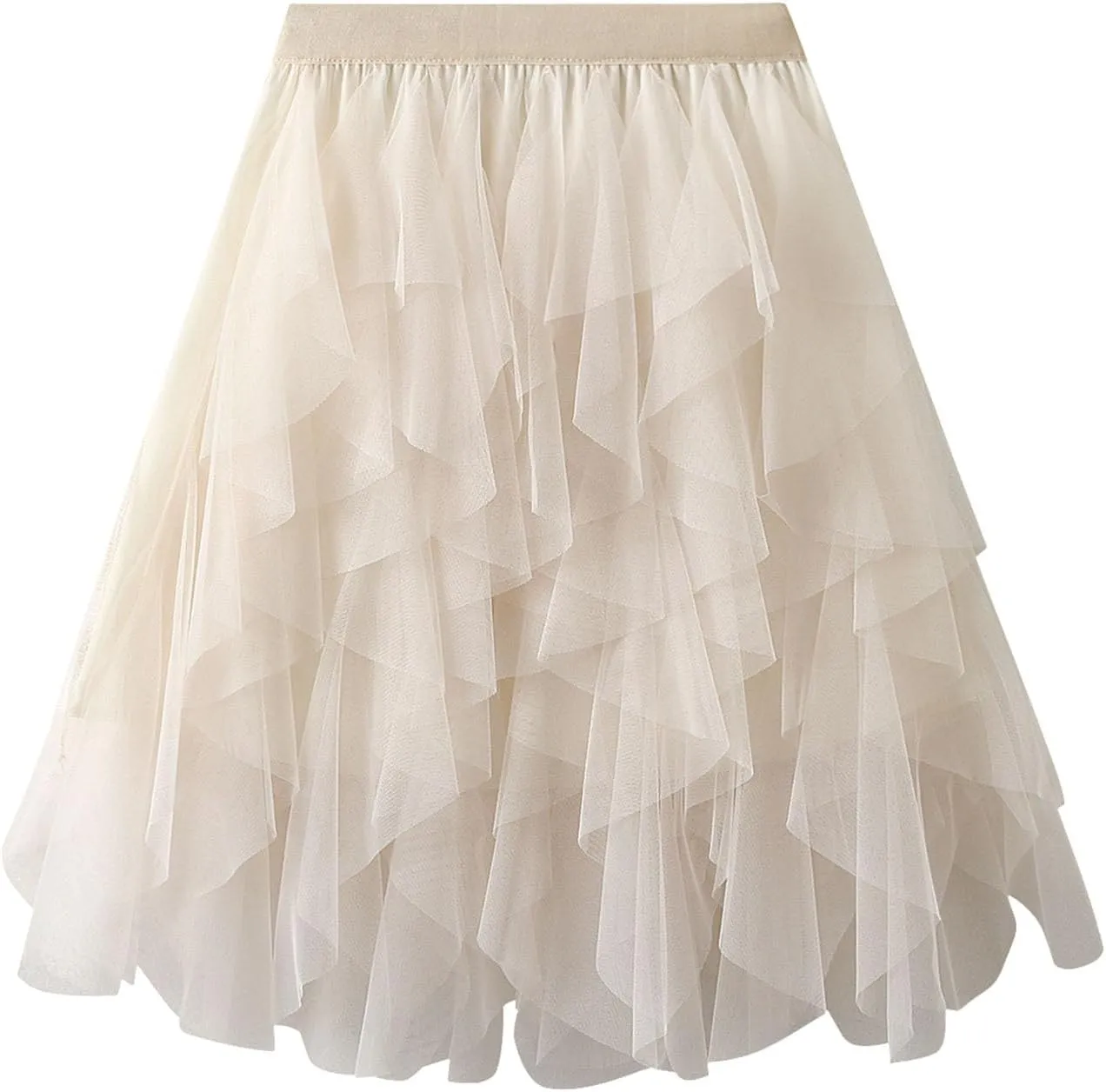 Women's Tulle Mini Skirt Ruffled Mesh Puffy Ballet Tutu Skirts 50s Carnival Party Elastic Waist Short Underskirts